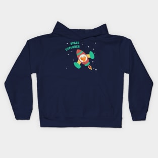 cute dinosaur astronaut play with his rocket. Kids Hoodie